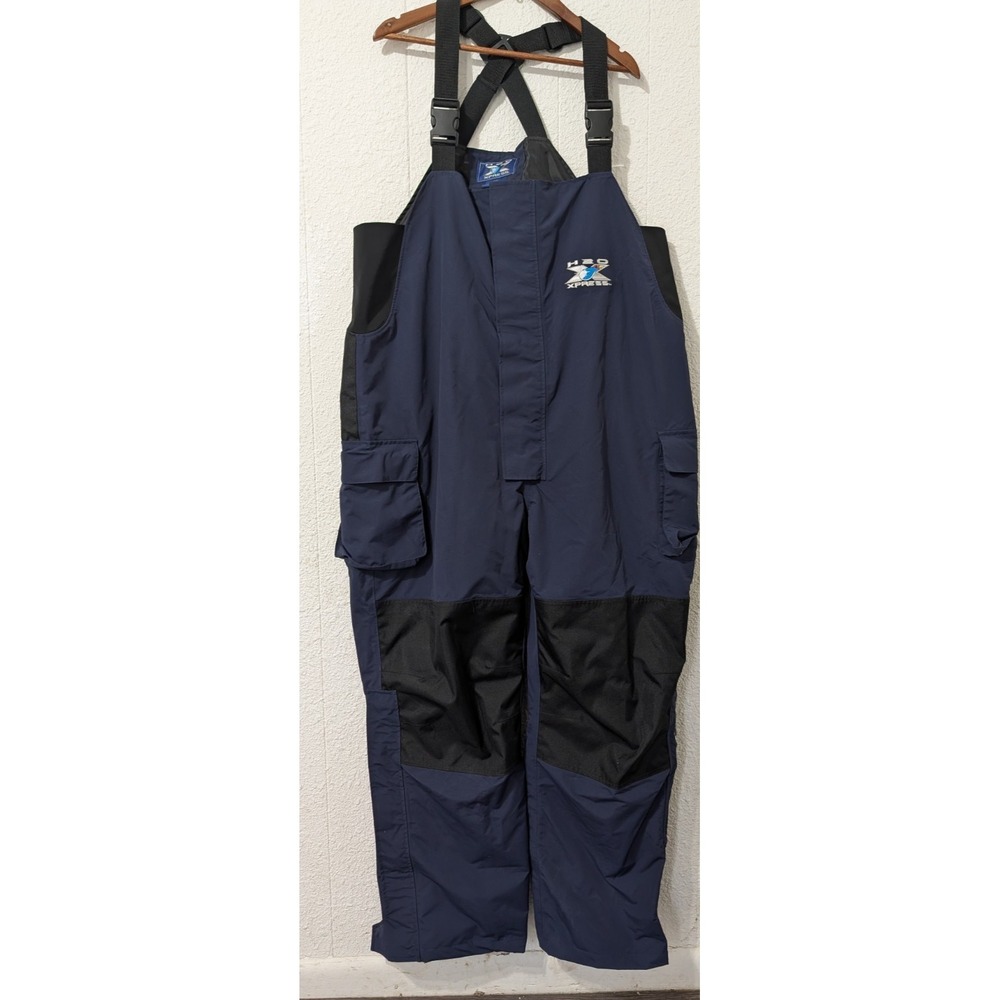 H20 Express fishing Bibs,, 2xl, Adjustable, Zip, Blue